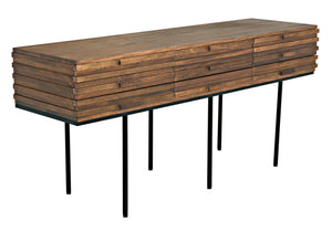 Noir Zodiac Sideboard - Contemporary Walnut Storage Solution with Sculptural Ribbed Design for Any Space GCON421DW