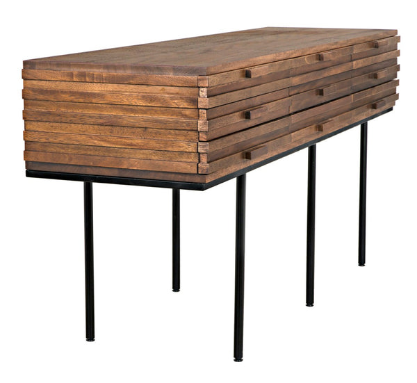 Noir Zodiac Sideboard - Contemporary Walnut Storage Solution with Sculptural Ribbed Design for Any Space GCON421DW