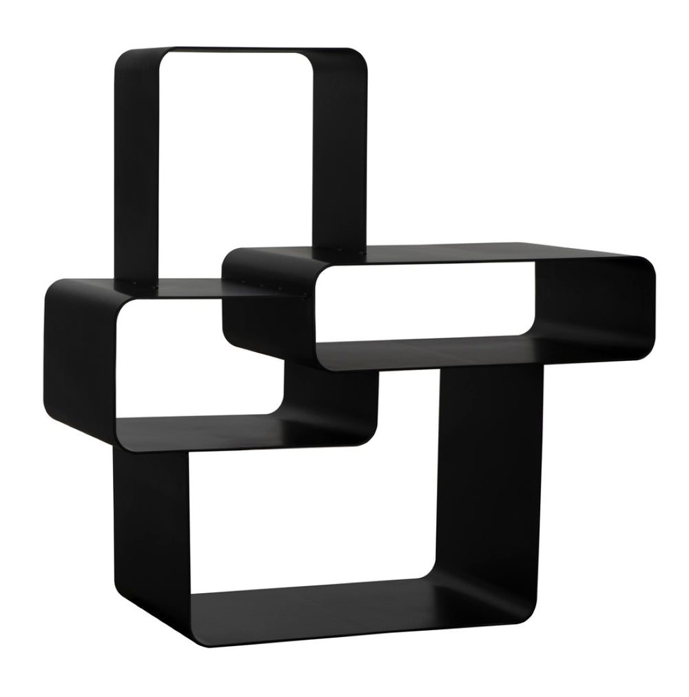 Noir Latisia Shelf: Modern Industrial Bookcase with Matte Black Finish, Versatile Design for Any Space GCON424MTB