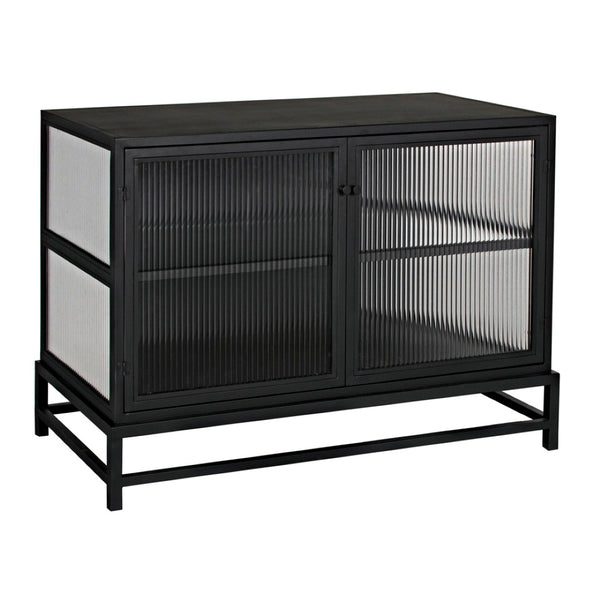 Noir Chandler Matte Black 2-Door Sideboard - Stylish Industrial Storage for Modern Living Spaces GCON426MTB