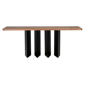 Noir Delta Console Table with Sturdy Metal Base - Modern Walnut Design for Entryways, Living Rooms & More GCON430MTB