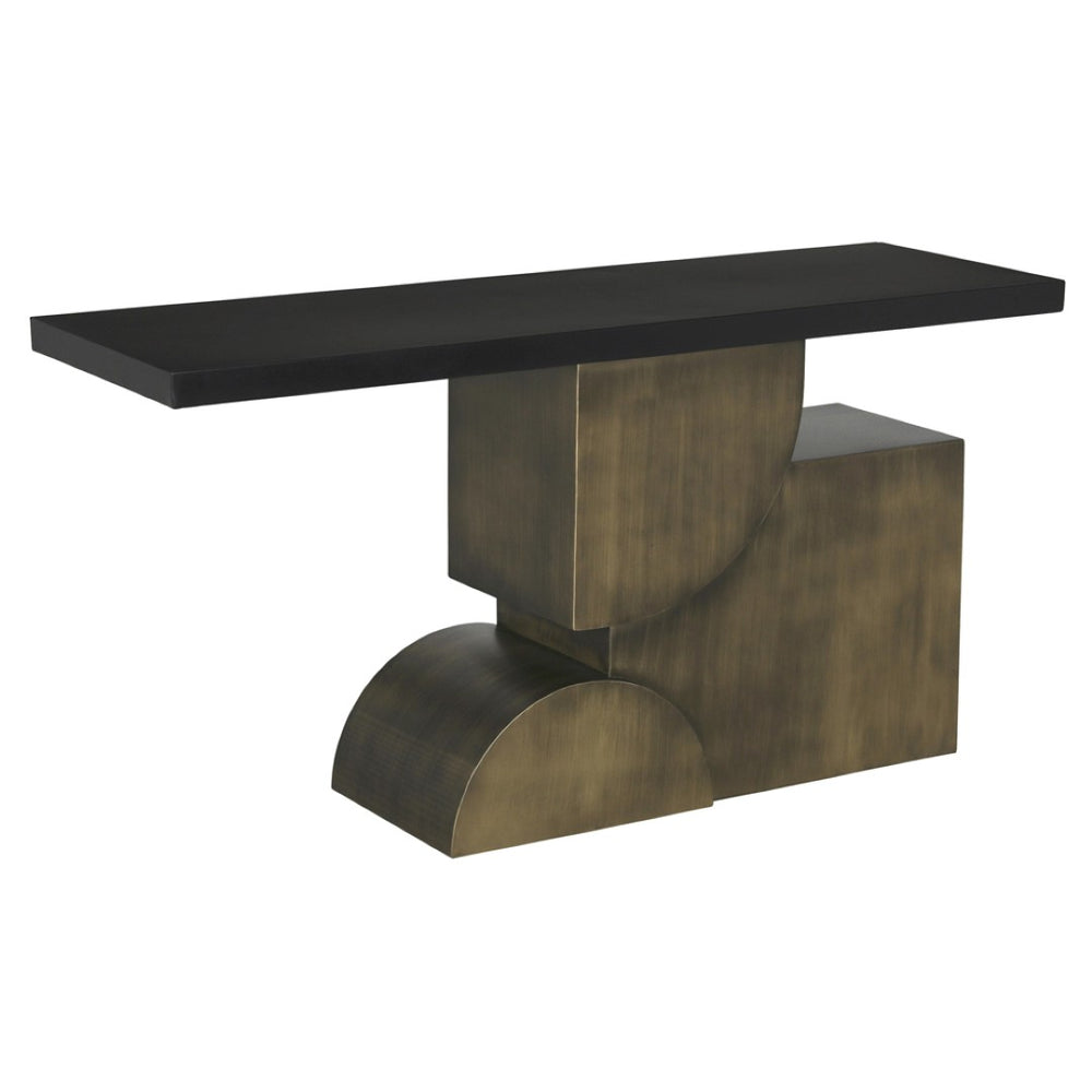 Noir Couture Console Table – Sleek Matte Black Iron Design for Modern & Traditional Spaces, Versatile Functionality GCON439MTBAB