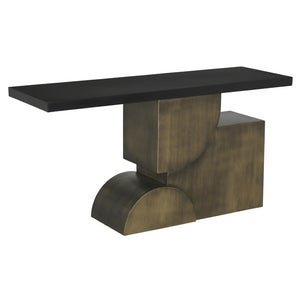 Noir Couture Console Table – Sleek Matte Black Iron Design for Modern & Traditional Spaces, Versatile Functionality GCON439MTBAB