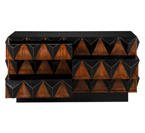 Noir Nigel Chest - Stunning Two-Tone Six-Drawer Storage with Artisan Craftsmanship & Bold Design Elements GCON442HBBR