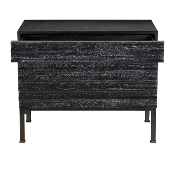 Noir Arturo Console Table - Stylish Storage Solution with Industrial Iron Base for Modern Entryways & Living Spaces Black Walnut GCON446BKW