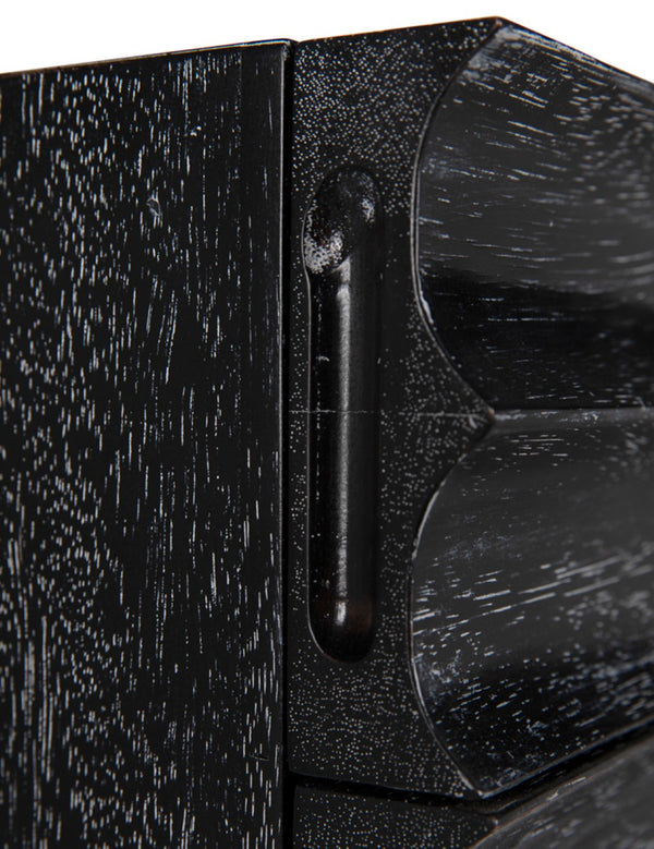 Noir Arturo Console Table - Stylish Storage Solution with Industrial Iron Base for Modern Entryways & Living Spaces Black Walnut GCON446BKW