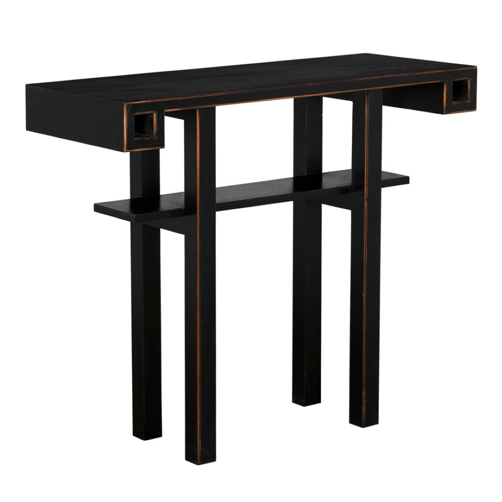 Noir Uomo Console Table - Vintage Elegance Meets Modern Design, Hand-Rubbed Black Finish, Durable Mahogany GCON452HB
