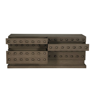 Noir Didier Six Drawer Sideboard Organic Modern Storage for Dining Room or Living Greige Walnut GCON454GEW
