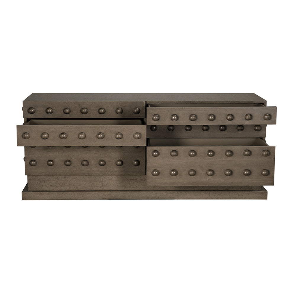 Noir Didier Six Drawer Sideboard Organic Modern Storage for Dining Room or Living Greige Walnut GCON454GEW