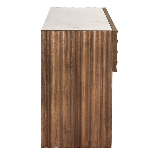 Wolf Solid Walnut Console Table with Marble Top Three Drawers Entryway Storage