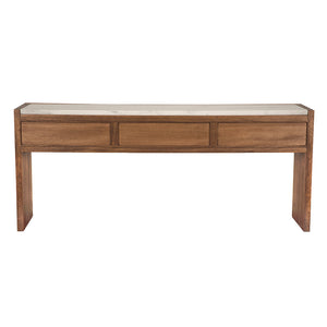 Wolf Solid Walnut Console Table with Marble Top Three Drawers Entryway Storage