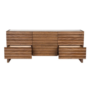 Gauss Credenza Sideboard with Marble Top Fluted Drawers and Sculptural Slab Legs for Dining Room