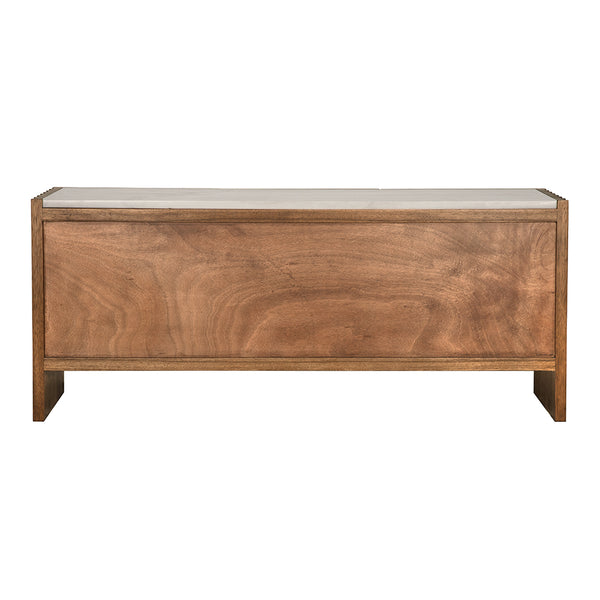 Gauss Credenza Sideboard with Marble Top Fluted Drawers and Sculptural Slab Legs for Dining Room