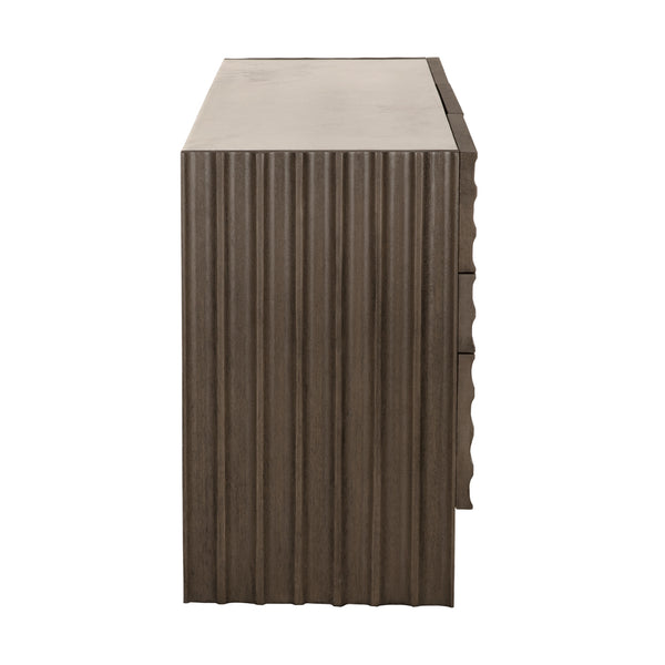 Gauss Credenza Sideboard with Marble Top Fluted Drawers and Sculptural Slab Legs for Dining Room