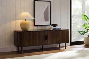 Greenington Carmel Solid Bamboo Console Table with Tambour Doors and Adjustable Shelving GCR008BL