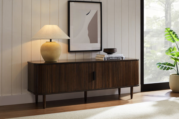 Greenington Carmel Solid Bamboo Console Table with Tambour Doors and Adjustable Shelving GCR008BL