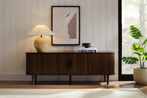 Greenington Carmel Solid Bamboo Console Table with Tambour Doors and Adjustable Shelving GCR008BL