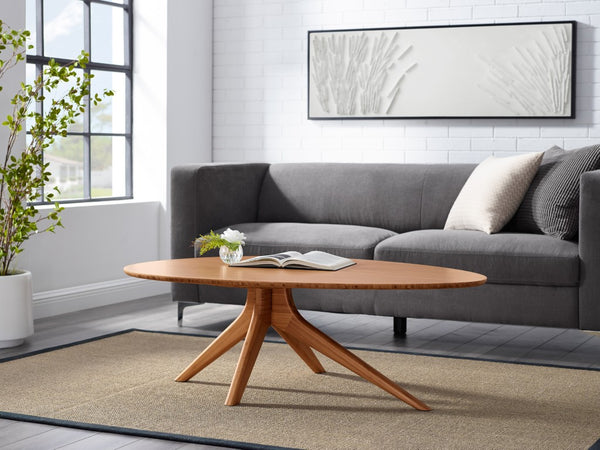 Greenington Rosemary Solid Bamboo Coffee Table Mid-century Scandinavian Style for Modern Living Rooms Amber GCT001AM