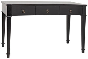 Noir Curba Desk - Elegant Solid Mahogany Craftsmanship with Graceful Curves and Stylish Storage Solutions Hand Rubbed Black GDES111HB