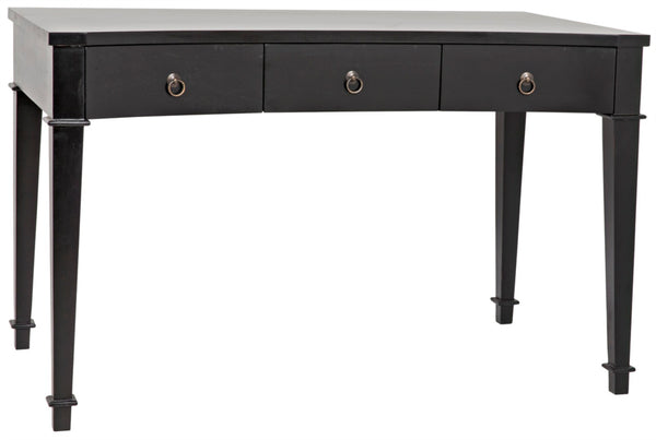 Noir Curba Desk - Elegant Solid Mahogany Craftsmanship with Graceful Curves and Stylish Storage Solutions Hand Rubbed Black GDES111HB