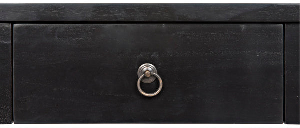 Noir Curba Desk - Elegant Solid Mahogany Craftsmanship with Graceful Curves and Stylish Storage Solutions Hand Rubbed Black GDES111HB