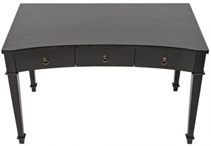 Noir Curba Desk - Elegant Solid Mahogany Craftsmanship with Graceful Curves and Stylish Storage Solutions Hand Rubbed Black GDES111HB