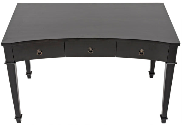 Noir Curba Desk - Elegant Solid Mahogany Craftsmanship with Graceful Curves and Stylish Storage Solutions Hand Rubbed Black GDES111HB