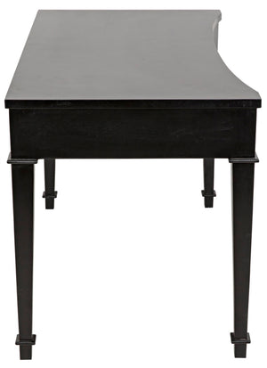 Noir Curba Desk - Elegant Solid Mahogany Craftsmanship with Graceful Curves and Stylish Storage Solutions Hand Rubbed Black GDES111HB