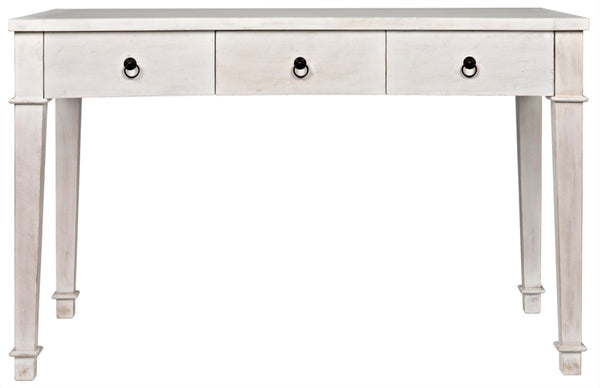 Noir Curba Desk - Elegant Solid Mahogany Craftsmanship with Graceful Curves and Stylish Storage Solutions White Wash GDES111WH