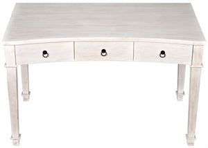 Noir Curba Desk - Elegant Solid Mahogany Craftsmanship with Graceful Curves and Stylish Storage Solutions White Wash GDES111WH