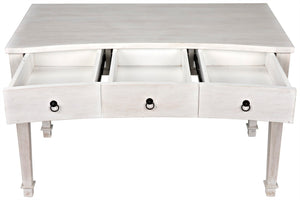 Noir Curba Desk - Elegant Solid Mahogany Craftsmanship with Graceful Curves and Stylish Storage Solutions White Wash GDES111WH