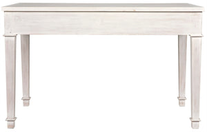 Noir Curba Desk - Elegant Solid Mahogany Craftsmanship with Graceful Curves and Stylish Storage Solutions White Wash GDES111WH