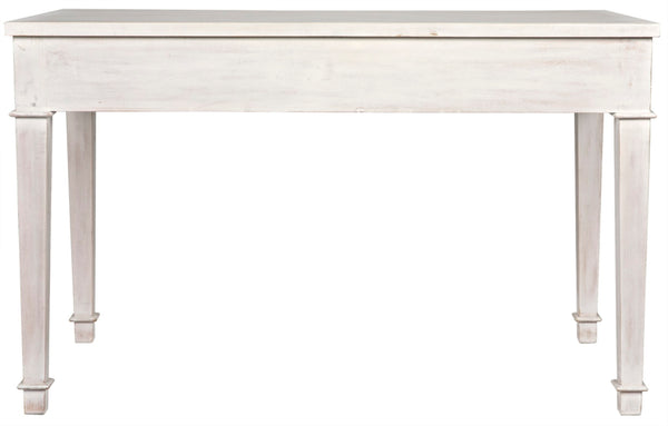 Noir Curba Desk - Elegant Solid Mahogany Craftsmanship with Graceful Curves and Stylish Storage Solutions White Wash GDES111WH