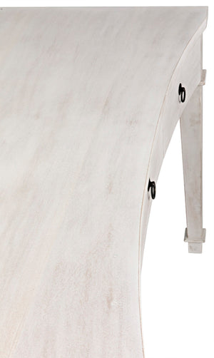 Noir Curba Desk - Elegant Solid Mahogany Craftsmanship with Graceful Curves and Stylish Storage Solutions White Wash GDES111WH