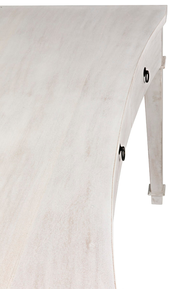Noir Curba Desk - Elegant Solid Mahogany Craftsmanship with Graceful Curves and Stylish Storage Solutions White Wash GDES111WH