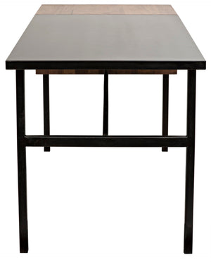 Noir Algeron Desk with Black Iron Frame - Stylish Walnut Surface & Practical Storage for Modern Workspaces GDES144MTB