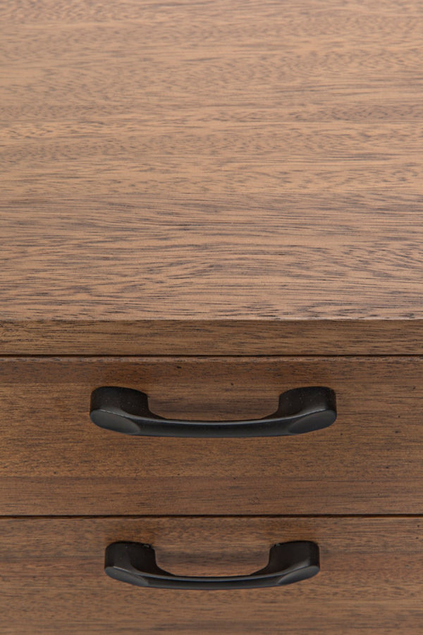 Noir Algeron Desk with Black Iron Frame - Stylish Walnut Surface & Practical Storage for Modern Workspaces GDES144MTB