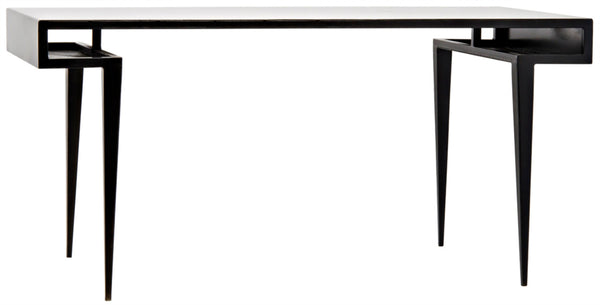 Noir Stiletto Desk - Black Iron Minimalist Design with Sculptural Legs for Modern Workspaces & Interiors GDES153MTB