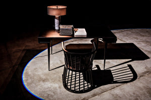 Noir Stiletto Desk - Black Iron Minimalist Design with Sculptural Legs for Modern Workspaces & Interiors GDES153MTB