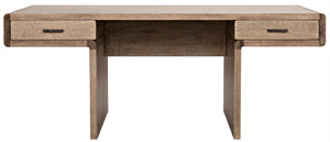 Noir Degas Desk - Contemporary Washed Walnut with T-Shaped Design & Dual Drawers for Modern Workspaces GDES155WAW