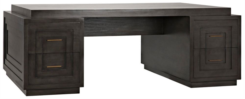 Noir Mentor Desk, Handcrafted Mahogany Workstation with Pale Finish, Spacious Storage & Elegant Design GDES159P
