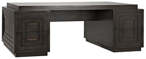 Noir Mentor Desk, Handcrafted Mahogany Workstation with Pale Finish, Spacious Storage & Elegant Design GDES159P