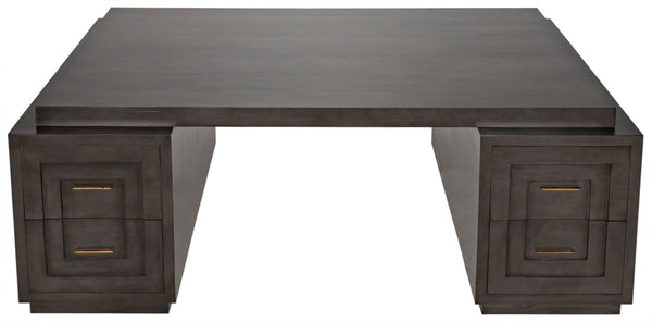 Noir Mentor Desk, Handcrafted Mahogany Workstation with Pale Finish, Spacious Storage & Elegant Design GDES159P