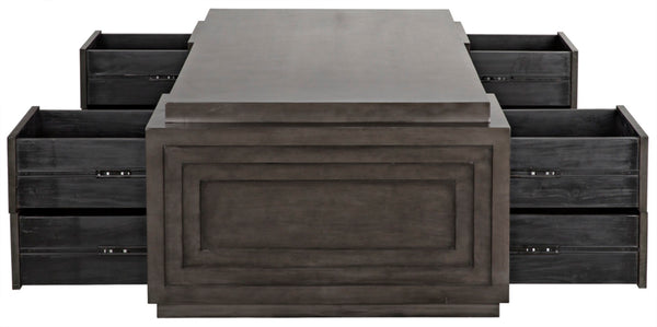 Noir Mentor Desk, Handcrafted Mahogany Workstation with Pale Finish, Spacious Storage & Elegant Design GDES159P