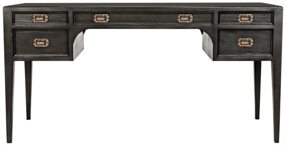 Noir Africa Desk - Elegant Colonial Design with Solid Mahogany, Brass Hardware for Timeless Home Office Style Pale GDES174P
