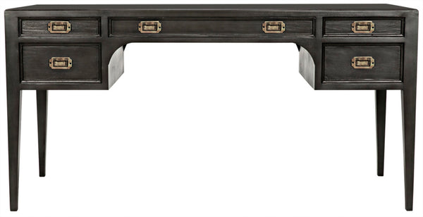 Noir Africa Desk - Elegant Colonial Design with Solid Mahogany, Brass Hardware for Timeless Home Office Style Pale GDES174P