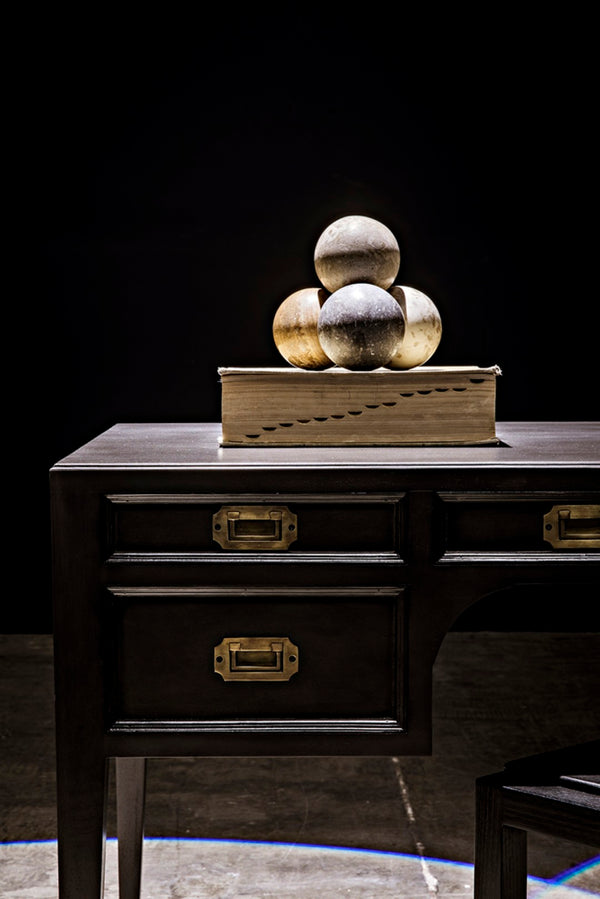 Noir Africa Desk - Elegant Colonial Design with Solid Mahogany, Brass Hardware for Timeless Home Office Style Pale GDES174P