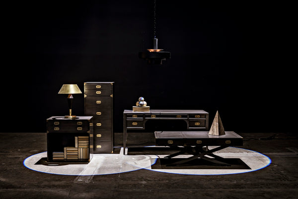 Noir Africa Desk - Elegant Colonial Design with Solid Mahogany, Brass Hardware for Timeless Home Office Style Pale GDES174P