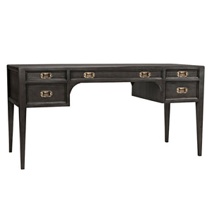 Noir Africa Desk - Elegant Colonial Design with Solid Mahogany, Brass Hardware for Timeless Home Office Style Pale GDES174P
