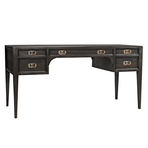 Noir Africa Desk - Elegant Colonial Design with Solid Mahogany, Brass Hardware for Timeless Home Office Style Pale GDES174P